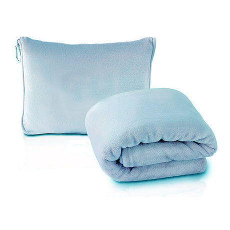 Blue Multi-Function 2-in-1 Travel Blanket with Storage - 50 x 60 in (127 x 152 cm) Lightweight Airplane Companion