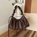 Coffee Pleated Handheld Underarm Bag - Stylish & Spacious Tote for Everyday Use
