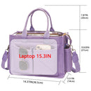 Blue Stylish Women's Large Canvas Tote Bag - 15.3in Laptop Mommy Bag with Crossbody Strap