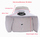 Navy Blue Outdoor Solar Fan Sun Hat - Large Brim Fishing Hiking Hat with Neck Cape