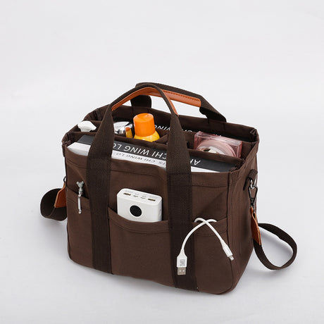 Coffee Stylish Multi-Functional Mommy Diaper Bag - Durable Canvas Tote