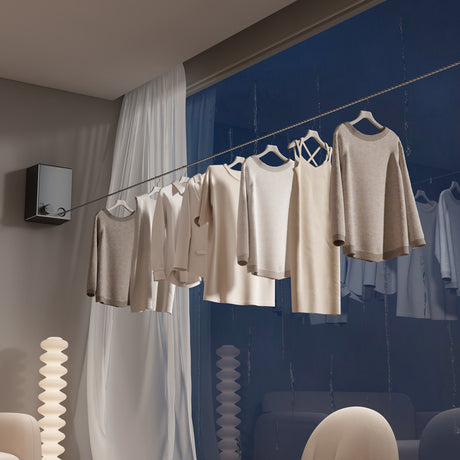 Pink Retractable Stainless Steel Clothesline - 4.2m Indoor and Outdoor Drying Solution