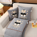 Grey Cap Bear 2-in-1 Foldable Car Pillow Blanket - Cozy 40x40cm Pillow, Unfolds to 100x150cm Blanket for Travel and Office Naps