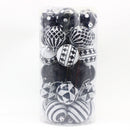 Black-white 30-Piece 6cm Electroplated Christmas Baubles - Hand-Painted Tree Ornaments