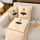 Beige Cap Bear 2-in-1 Foldable Car Pillow Blanket - Cozy 40x40cm Pillow, Unfolds to 100x150cm Blanket for Travel and Office Naps