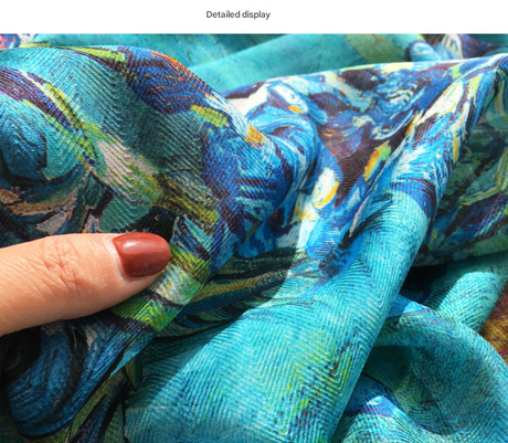 Peach Tree in Bloom Elegant Artistry Shawl - Large 130cm Square Scarf with Oil Painting Print & Hand-Rolled Hem