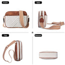 Double Zipper Brown Chic Quilted Crossbody Bag - Vintage PU Leather Shoulder Purse with Adjustable Strap