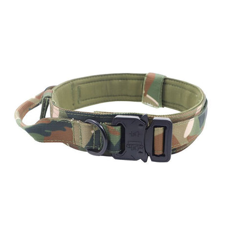 M Camouflage Tactical Dog Collar - Heavy Duty Nylon Pet Collar for Medium & Large Dogs, Adjustable (3.8cm Width)