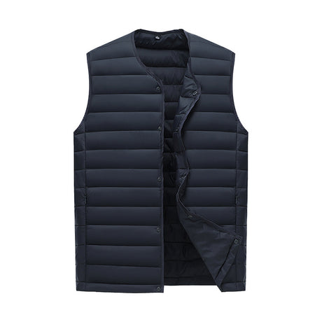 XXXXL Navy Blue Men's Lightweight Quilted Puffer Vest - Ideal Sleeveless Jacket for Winter Layering