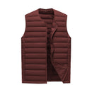 XXXXL Wine Red Men's Lightweight Quilted Puffer Vest - Ideal Sleeveless Jacket for Winter Layering
