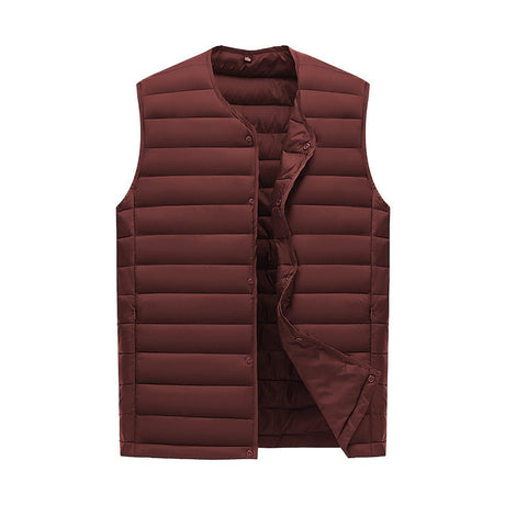 XXXXL Wine Red Men's Lightweight Quilted Puffer Vest - Ideal Sleeveless Jacket for Winter Layering
