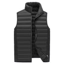 XL Black Men's Lightweight Puffer Vest - Stand Collar Quilted Sleeveless Jacket for Winter
