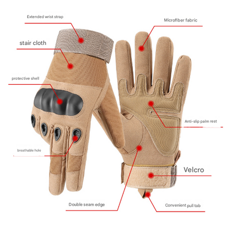 M Black Hard Knuckle Tactical Gloves - Full-Finger Protective Gear for Motorcycle, Cycling & Outdoor Sports