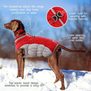 S Red Grey Premium Winter Puffer Dog Coat - Windproof & Fleece-Lined Jacket for Cold Weather
