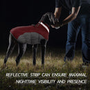 L Red Grey Premium Winter Puffer Dog Coat - Windproof & Fleece-Lined Jacket for Cold Weather