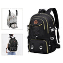 Black Stylish Large Capacity Backpack - Water-Resistant Oxford Rucksack for Travel, School & Daily Use