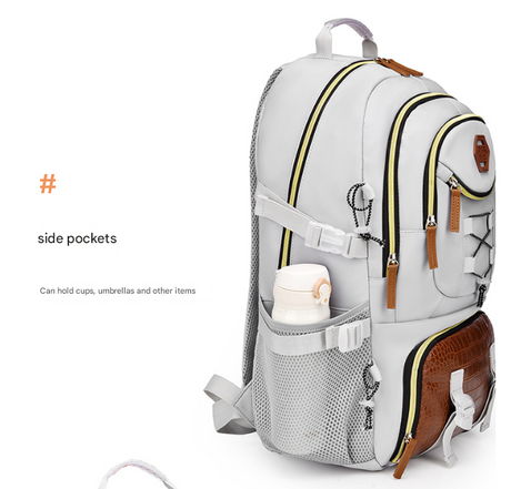Black Stylish Large Capacity Backpack - Water-Resistant Oxford Rucksack for Travel, School & Daily Use
