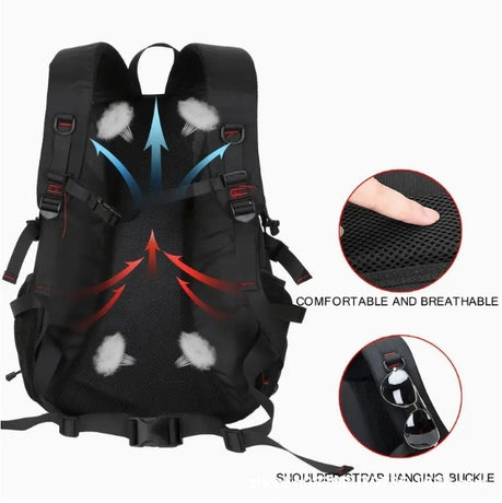 Orange 40L Large Capacity Travel Backpack - Water-Resistant Hiking Rucksack with USB Charging Port