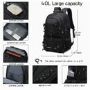 Blue 40L Large Capacity Travel Backpack - Water-Resistant Hiking Rucksack with USB Charging Port