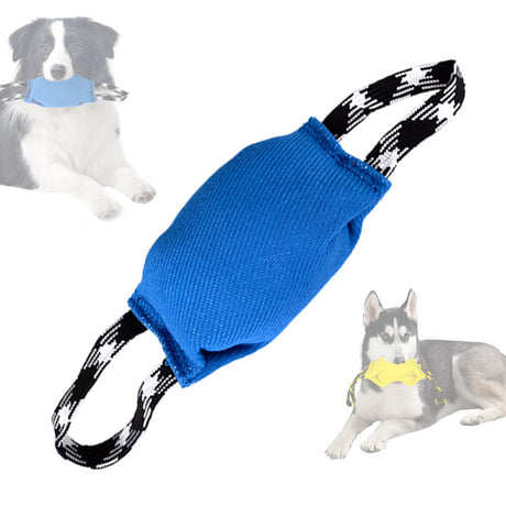 Green Durable Dog Tug Toy with 2 Handles - Interactive Bite Pillow for Training & Tug of War