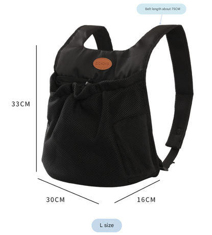 L Blue Hands-Free Pet Carrier Backpack for Small Dogs & Cats - Breathable Chest Pack for Outdoor Travel & Hiking