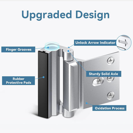 White Heavy-Duty Hotel Style Security Door Lock - Childproof Door Reinforcement Latch for Home Safety