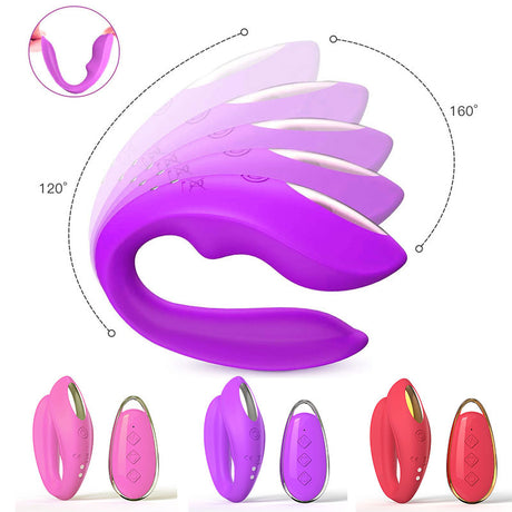 Purple BlissLink U-Shaped Wearable Couple's Vibrator with Remote - 12 Modes for Shared Intimacy & Solo Fun