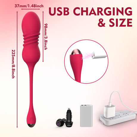 Purple  ThrustWave Remote Control Vibrating & Telescopic Pleasure Egg - 12 Vibe & 3 Thrust Modes, Wearable Fun