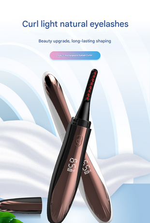 Black Professional Electric Heated Eyelash Curler - 4 Temperature Settings, LED Display, USB-C Rechargeable for Perfectly Curled Lashes