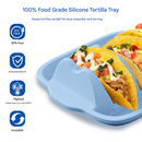 Green Silicone Taco Holder Tray - Creative Non-Slip Corn Taco Serving Rack with 4 Compartments