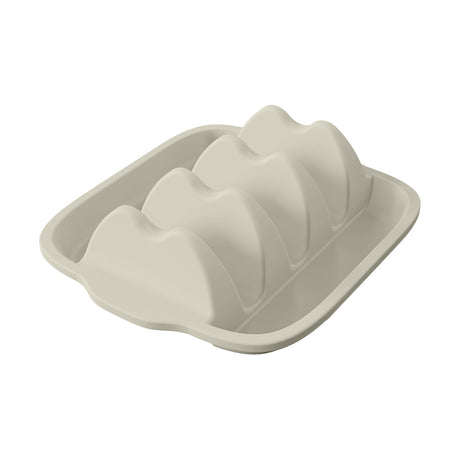 White Silicone Taco Holder Tray - Creative Non-Slip Corn Taco Serving Rack with 4 Compartments