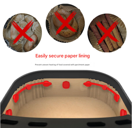 4piece Black small flower Magnetic Silicone Clips - Food-Grade High-Temperature Air Fryer Paper Liner Holders