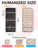 Black Hanging Jewelry Organizer - Closet Storage for Necklaces, Earrings, and Rings with Clear Pockets(14*33inch)
