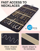 Black Hanging Jewelry Organizer - Closet Storage for Necklaces, Earrings, and Rings with Clear Pockets(14*33inch)