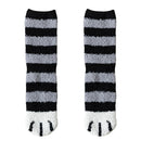 3-piece Black Cute Cat Paw Fuzzy Socks for Women - Plush Thermal Slipper Socks for Home & Lounging