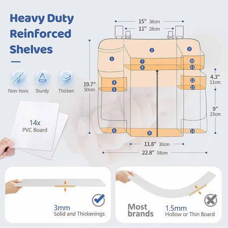 Dark grey Foldable Baby Crib Storage Hanging Bag - Large Capacity Organizer for Cribs and Changing Tables