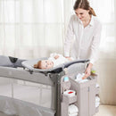 Beige Foldable Baby Crib Storage Hanging Bag - Large Capacity Organizer for Cribs and Changing Tables