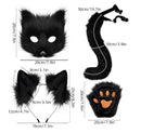 Grass yellow Halloween Furry Fox Costume Set - Plush Mask, Ears Headband, Tail, and Paws for Cosplay