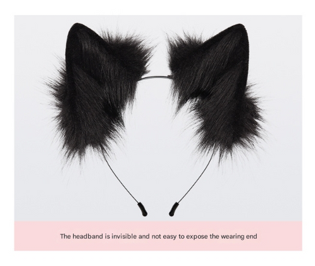 Dark grey Halloween Furry Fox Costume Set - Plush Mask, Ears Headband, Tail, and Paws for Cosplay