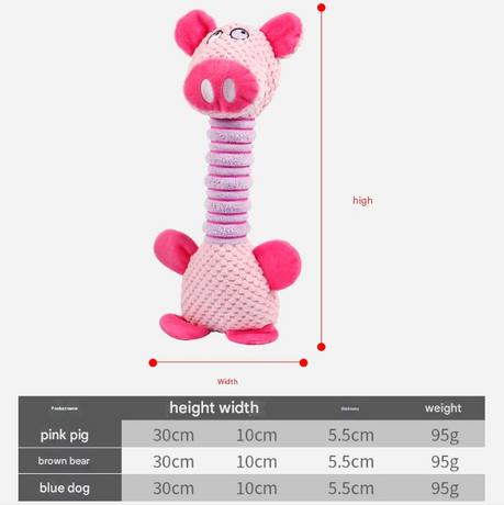 2-Piece Blue Long Neck Plush Dog Toy - Interactive Chew & Cuddle Toy for Puppies