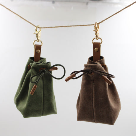 2-PCS Yellow Clip-On Canvas Dog Treat Pouch - Portable Drawstring Bag for Training & Walks