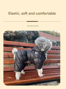 Black Warm Puffer Dog Coat - Waterproof Four-Legged Winter Jumpsuit for Small Dogs