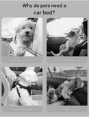 Grey Plush Dog Car Booster Seat - 2-in-1 Travel Bed for Small Dogs with Washable Cover