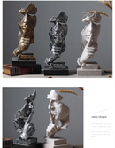 Gold Modern 'Silence is Golden' Abstract Sculpture - Nordic Resin Art Statue for Office & Living Room Decor