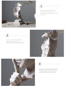 Silver Modern 'Silence is Golden' Abstract Sculpture - Nordic Resin Art Statue for Office & Living Room Decor