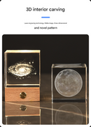 Milky Way Luminous 3D Crystal Cube Night Light - Laser Engraved Artwork with Solid Wood Base