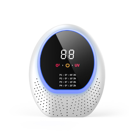 White Rechargeable Ozone & UV-C Air Purifier with Remote - Portable Odor Eliminator for Home, Pets & Closets
