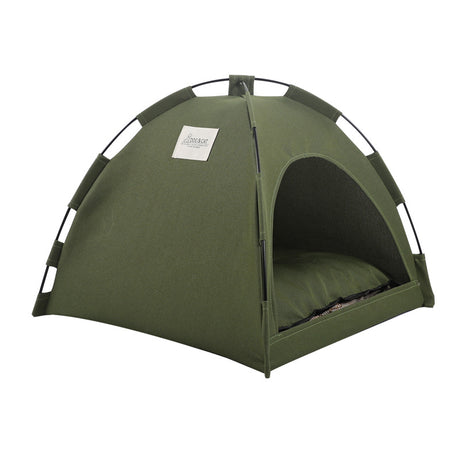 Green Premium Portable Pet Tent Bed with Cooling Mat - Breathable Foldable Outdoor Indoor Cat Dog House Shelter for Summer(Size: S)