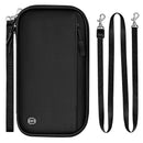 Black RFID Blocking Travel Wallet - Multi-functional Large Capacity Passport Holder & Card Organizer with Adjustable Strap for Men & Women