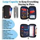 Black RFID Blocking Travel Wallet - Multi-functional Large Capacity Passport Holder & Card Organizer with Adjustable Strap for Men & Women